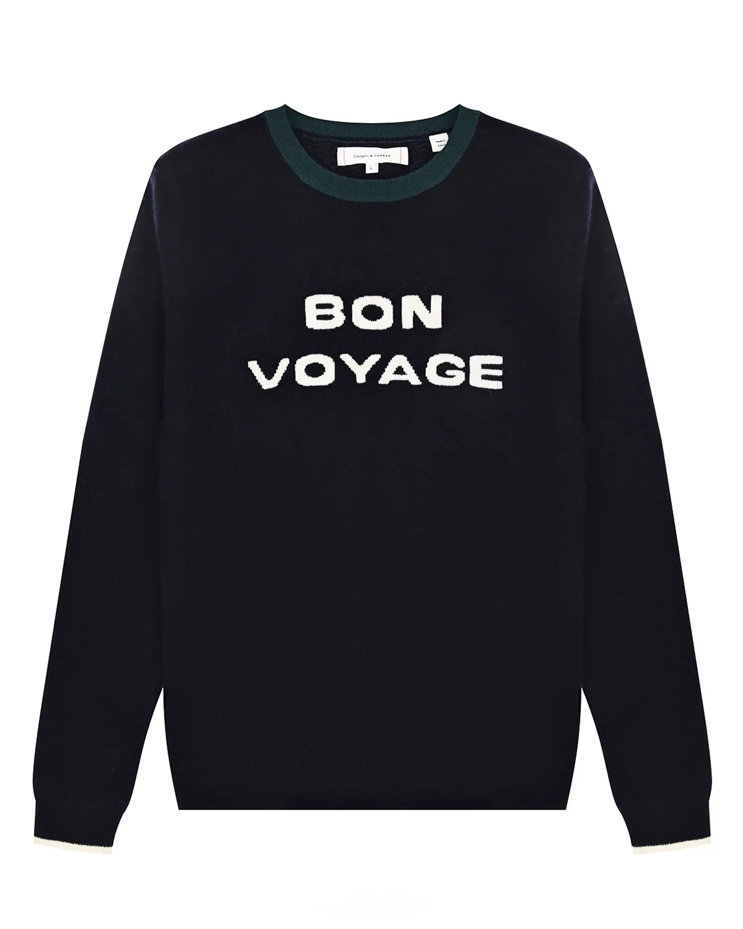 Темно-синий джемпер с декором "Bon Voyage" - изображение 1