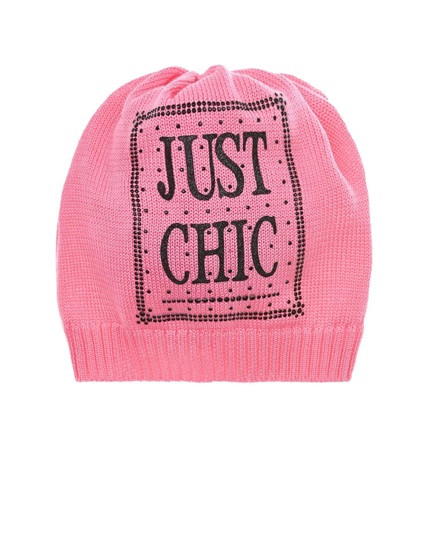 Розовая шапка с принтом "Just Chic"