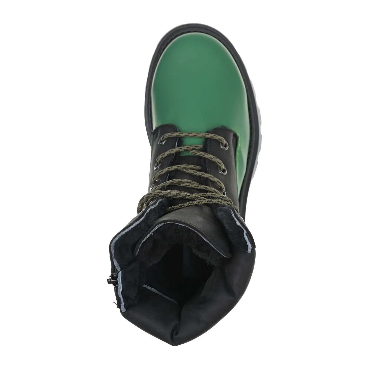 Черно-зеленые ботинки с меховым утеплителем - изображение 4