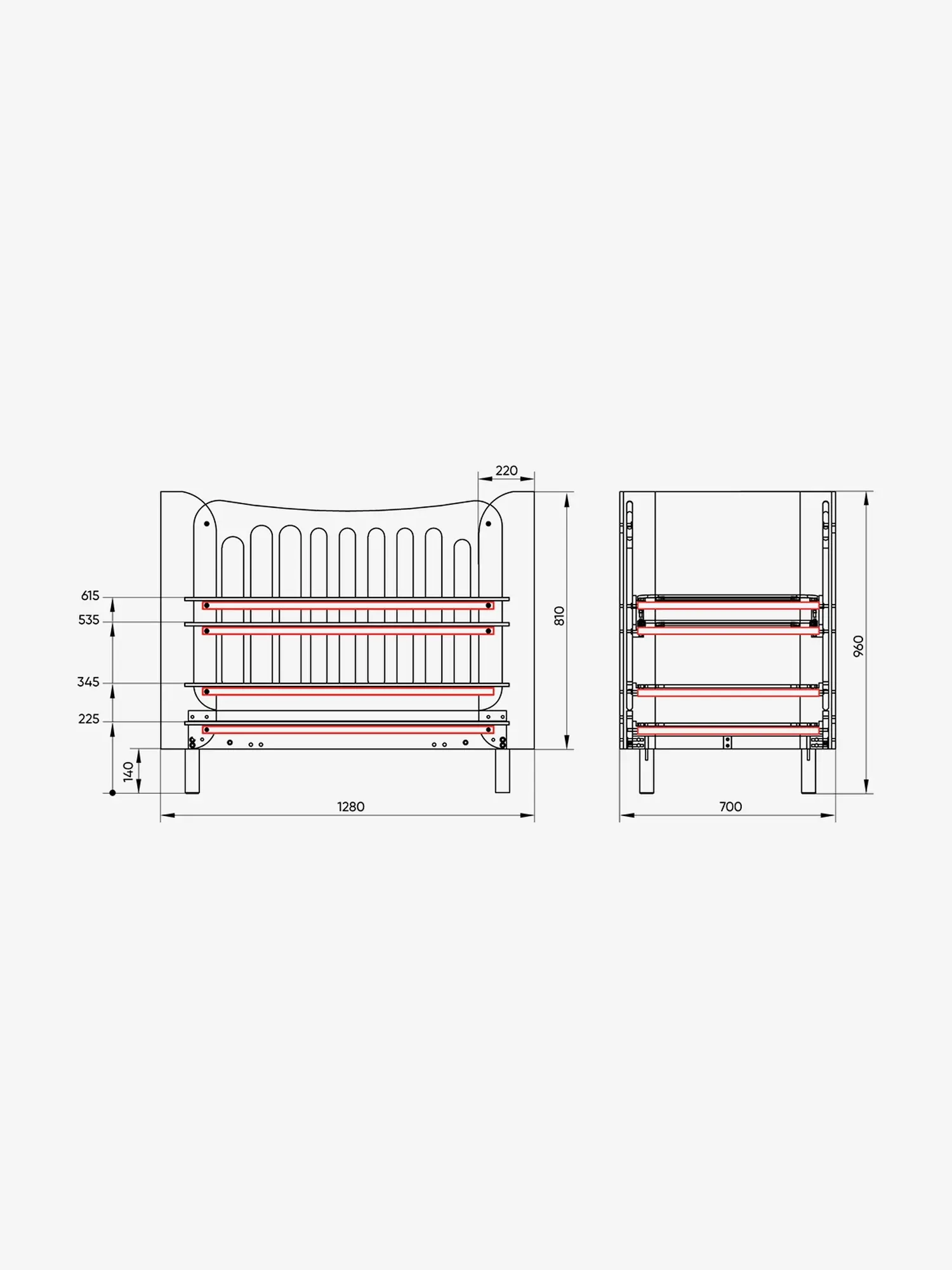 Кровать KIDI Soft mini, бирюзовый, 60x120 см - изображение 3