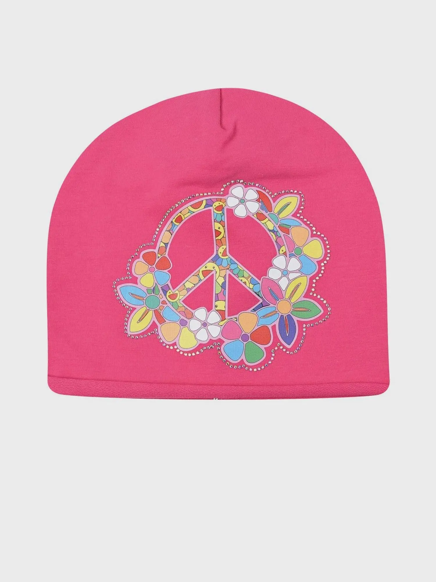 Шапка цвета фуксии с принтом "Peace"