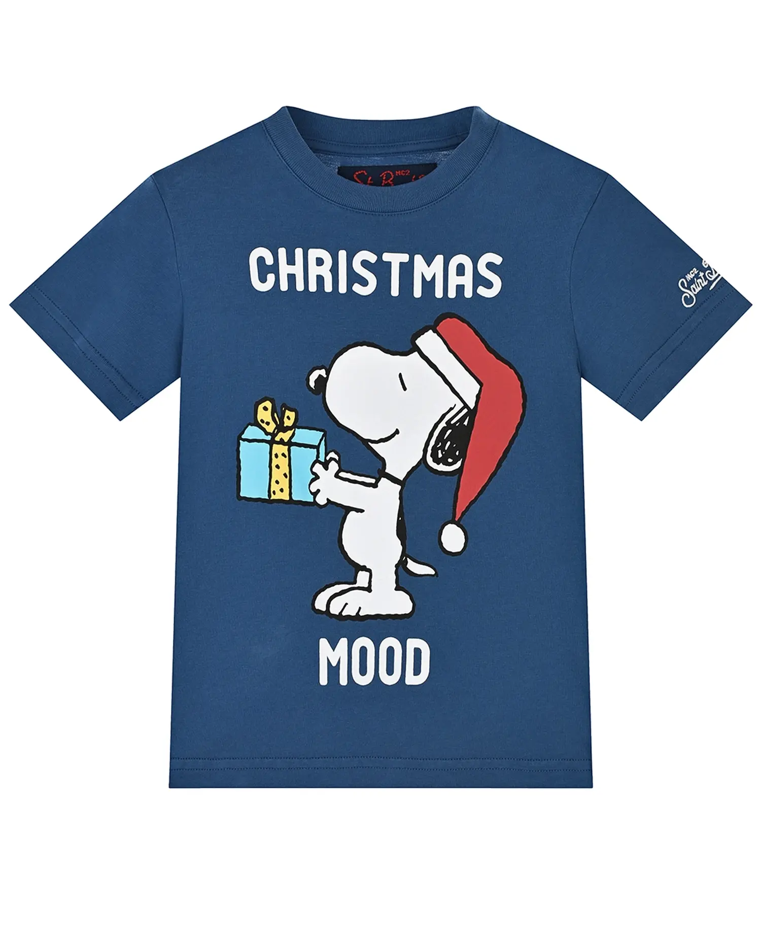 Синяя футболка с принтом "christmas mood" - изображение 1