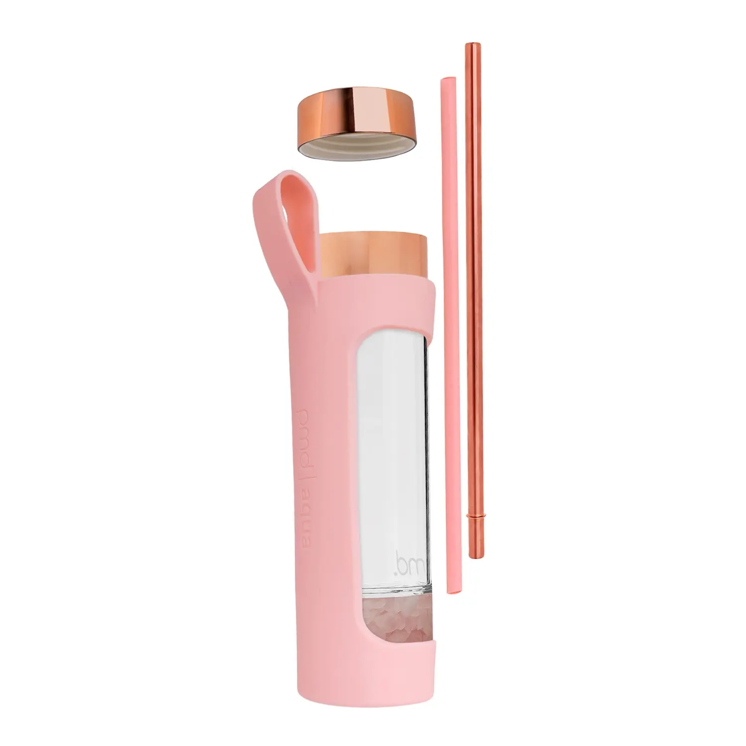 Фитнес-бутылка стеклянная с розовым кварцем с аксессуарами Aqua Kit Rose Quartz - изображение 1