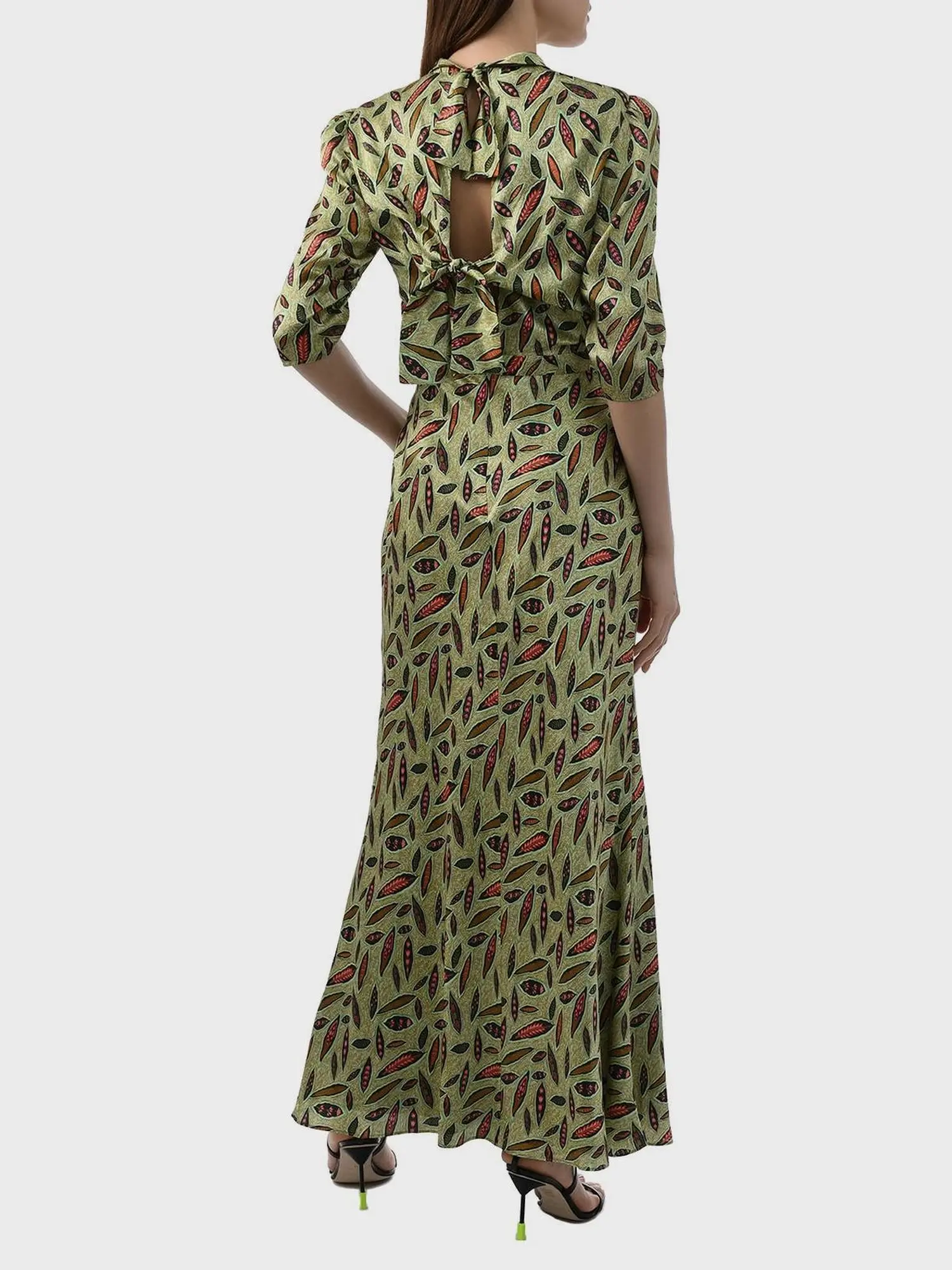 Платье ADELE, вырез на спине и принт «листики» - изображение 4