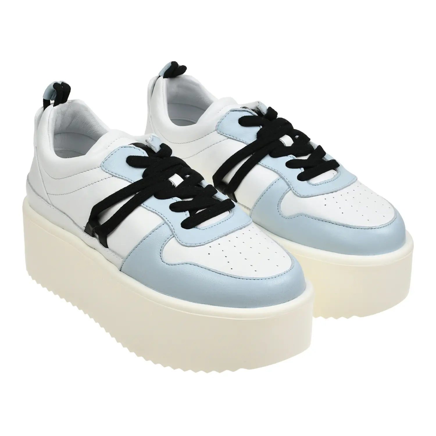Кеды на платформе со шнуровкой, голубые