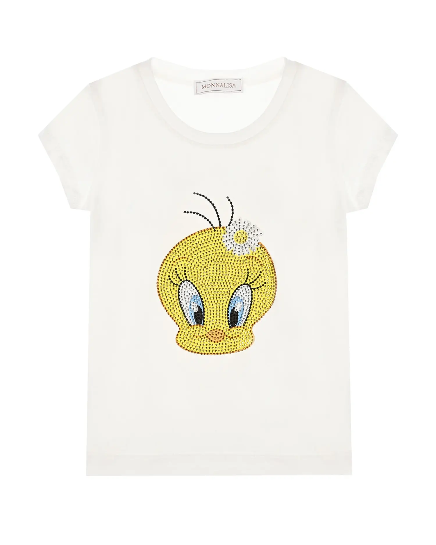 Белая футболка с декором Tweety из страз - изображение 1