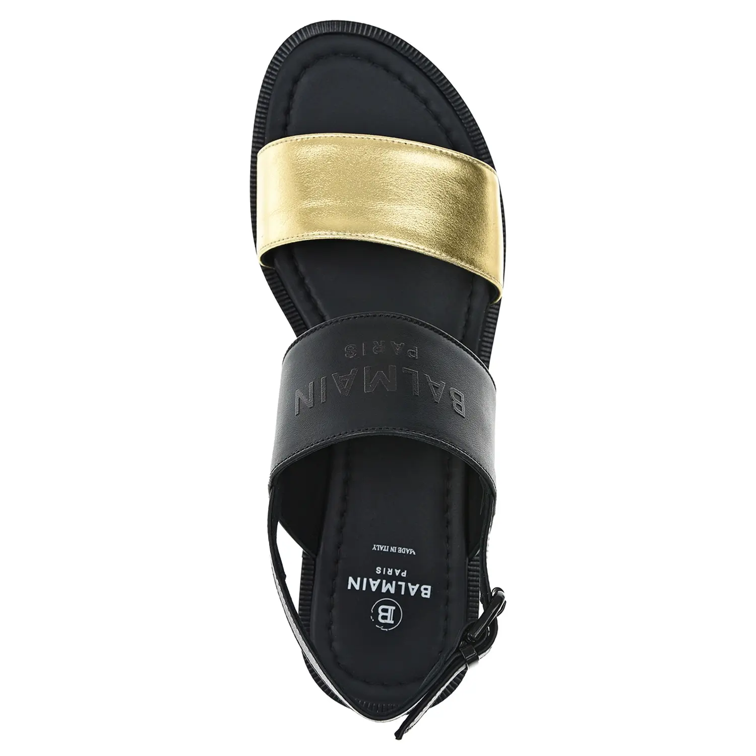 Черные босоножки с золотистой вставкой - изображение 4