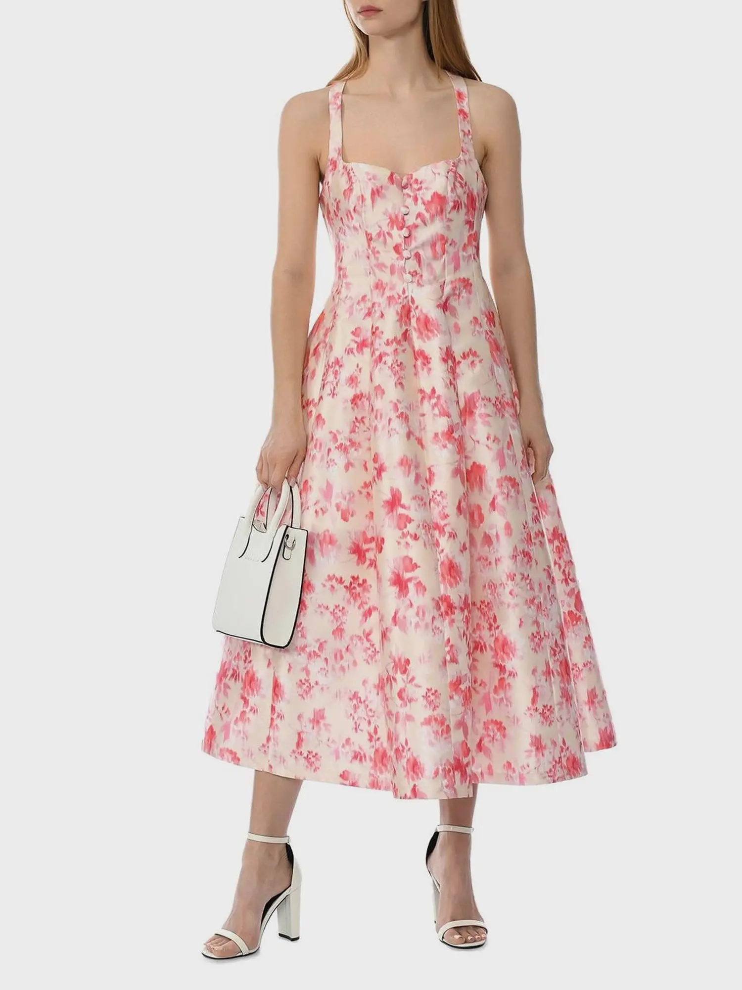 Корсетное платье из атласа с цветочным принтом в стиле Dior - изображение 3