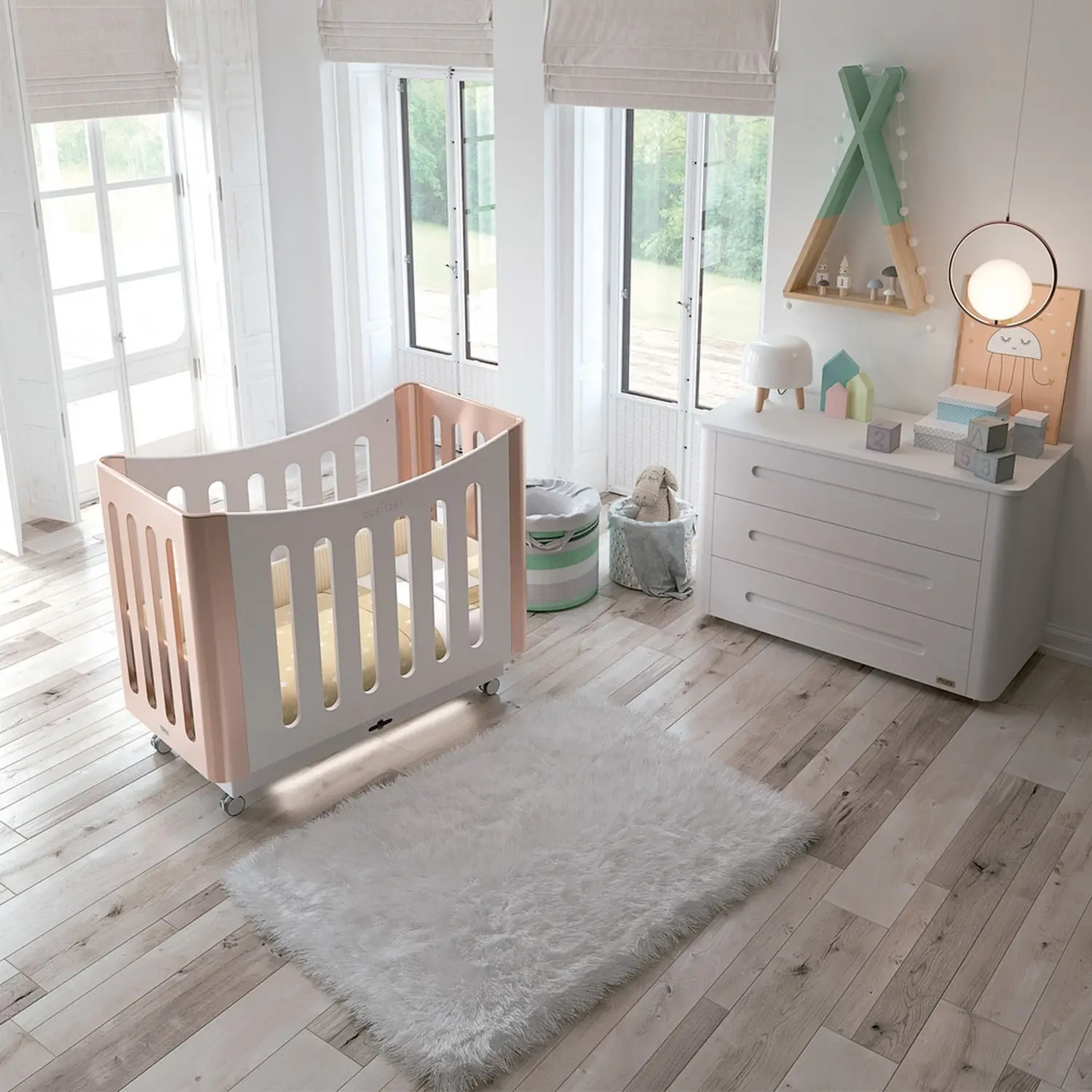 Кроватка с интеллектуальной системой заботы о ребёнке, коллекция "Baby Sitter", белый/медный - изображение 2