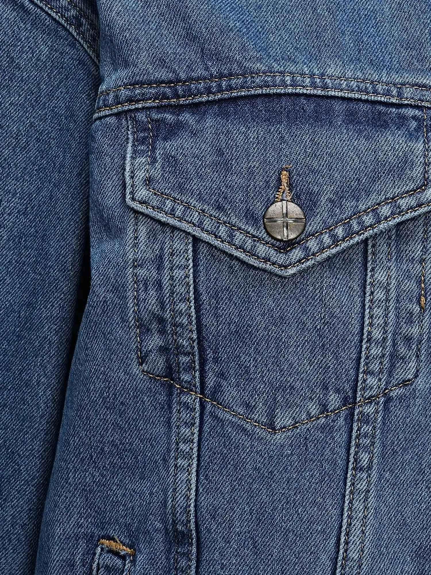 Куртка из денима прямая классика, синяя - изображение 8