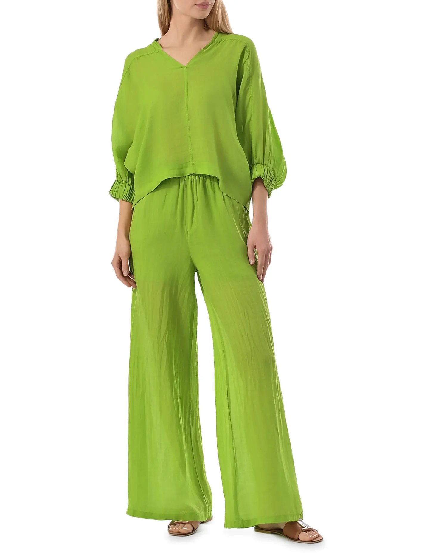 Льняные брюки салатового цвета - изображение 3