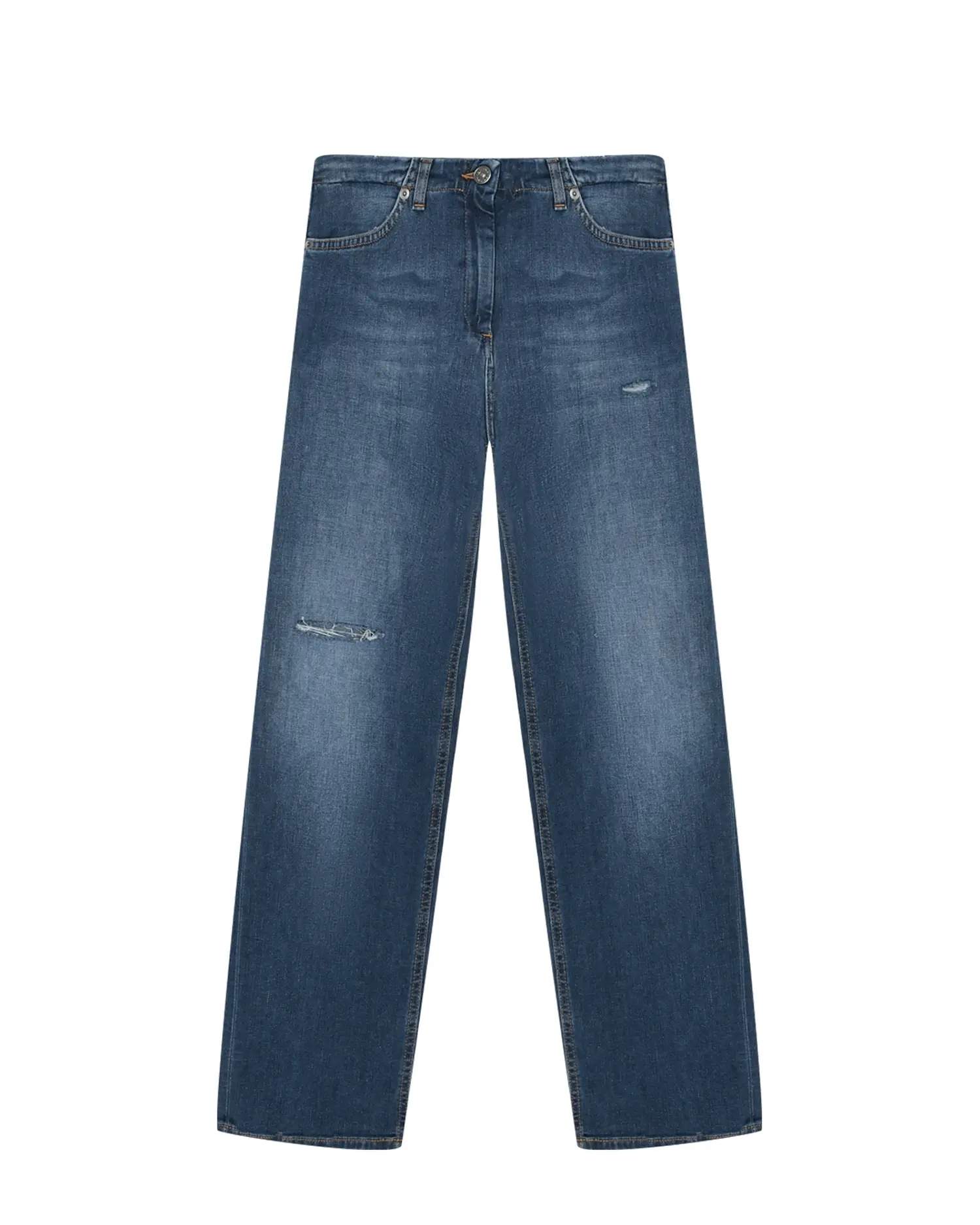 Джинсы с разрезами, синие