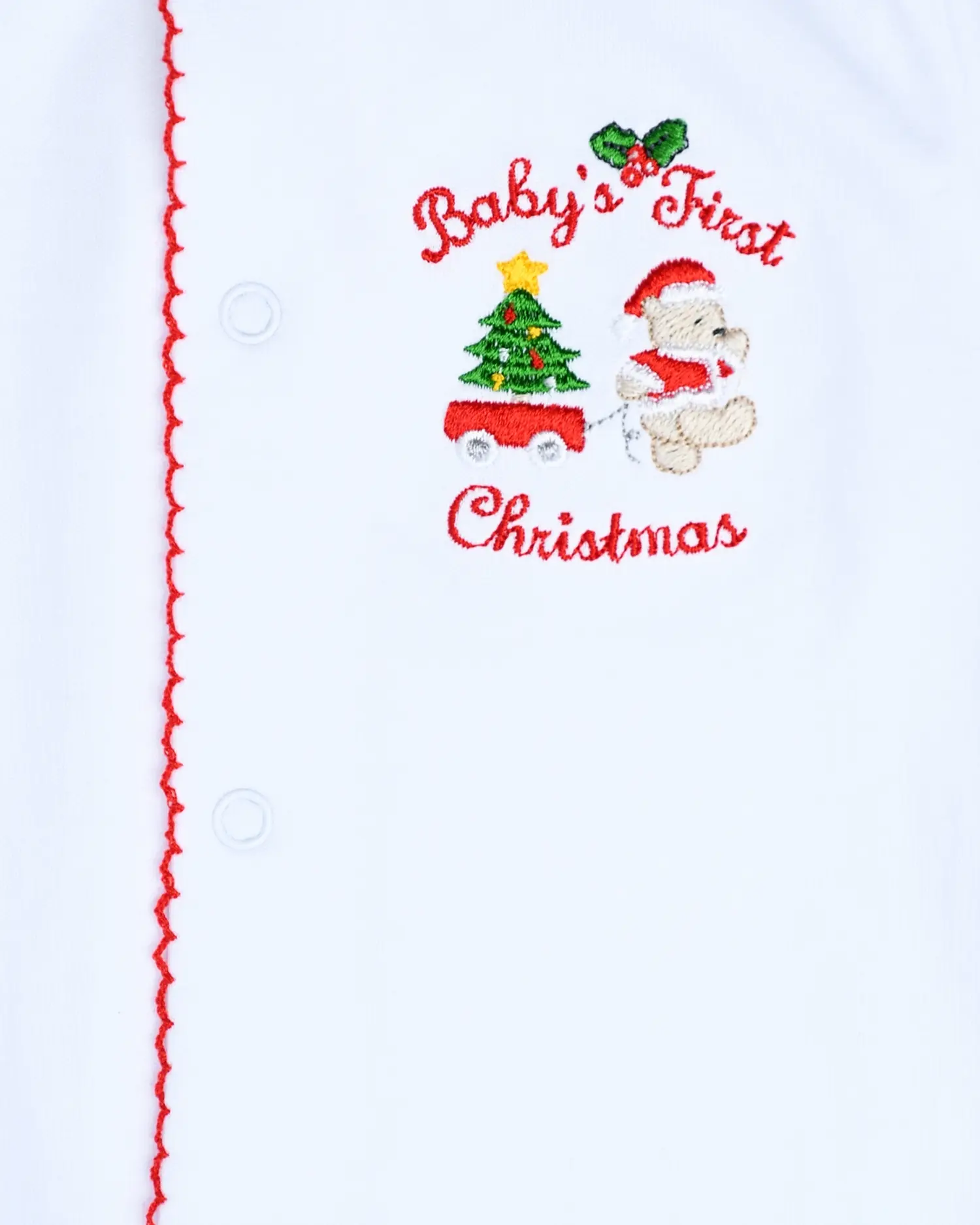 Белый комбинезон с вышивкой "babys first christmas" - изображение 3